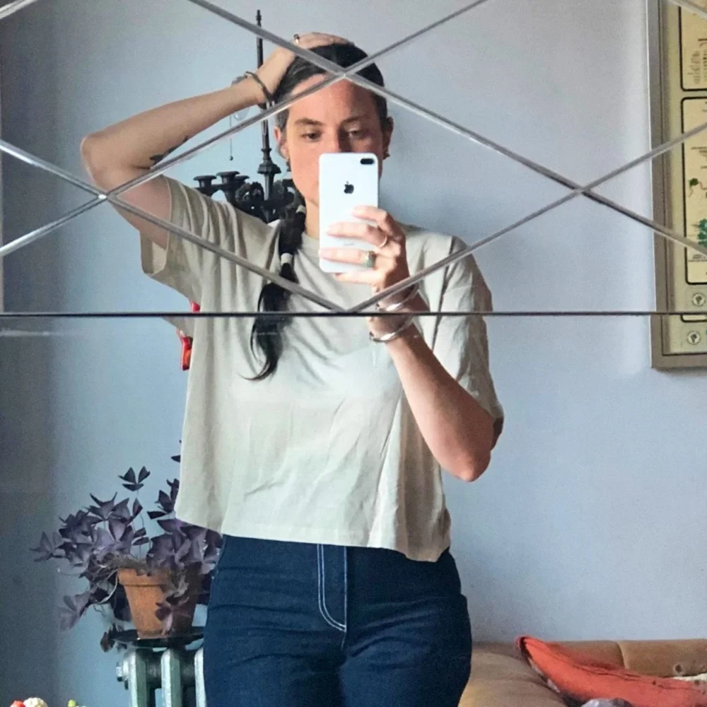 Allbirds TrinoXO Short Sleeve Tee Large Neutral Beige Boxy Soft Tee - Picture 4 of 11